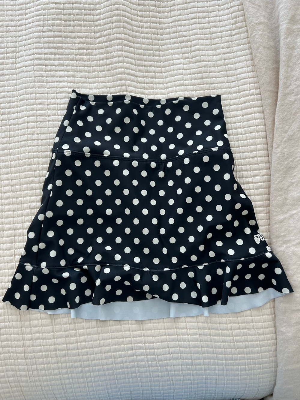 Albion Black & White Polka Dot Ruffle Mini Skirt